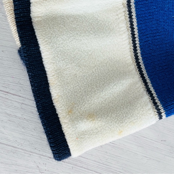 Lands' End Blue and Cream Wool Beanie Size Large - Picture 6 of 8